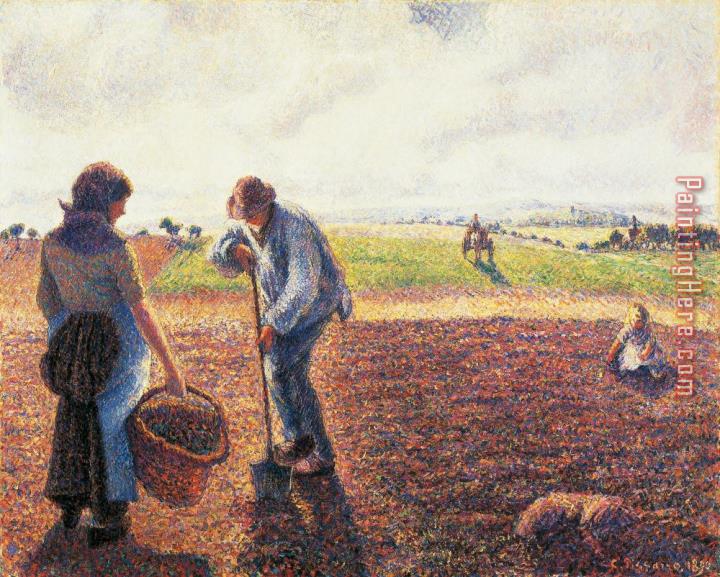 Camille Pissarro Peasants In The Field Eragny